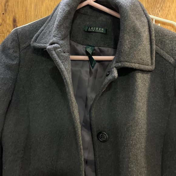 Women's size 4 Ralph Lauren Wool Gray Pea Coat - Picture 2 of 3